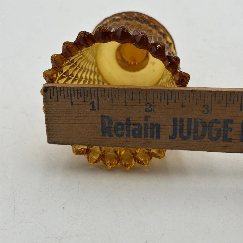 Vintage Homco Amber Diamond Point Glass Peg Votive Candle Holder
